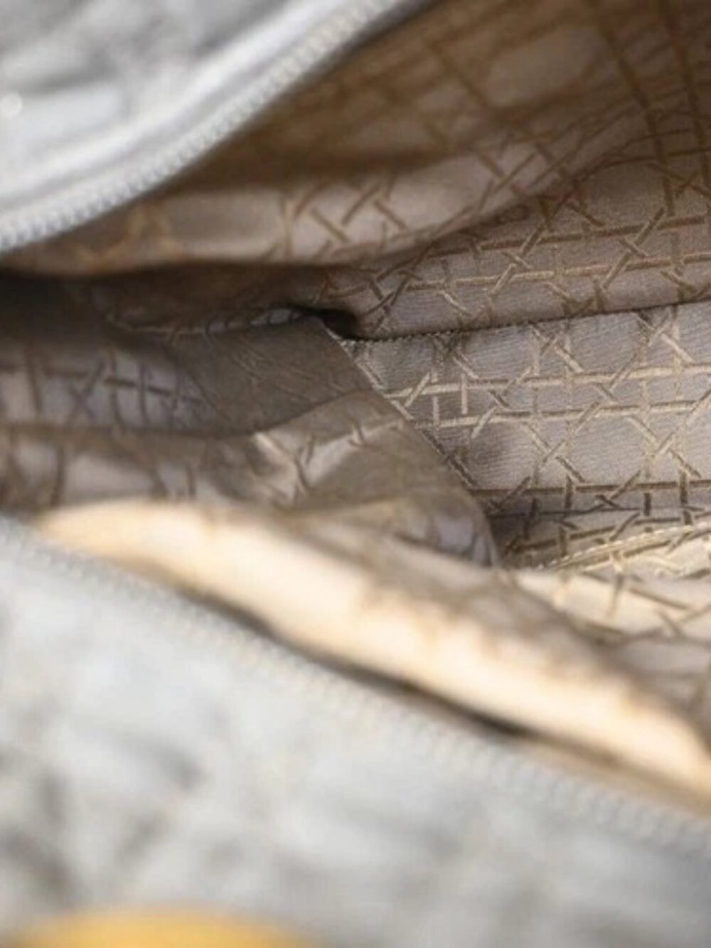 CHRISTIAN DIOR Logo Lady Cannage Hand Bag Nylon Leather Brown GHW Italy 70KC638 - Picture 12 of 15